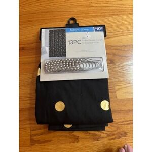 Today's Living Chloe Shower Curtain Set Black Gold Polka Dot 13 Piece